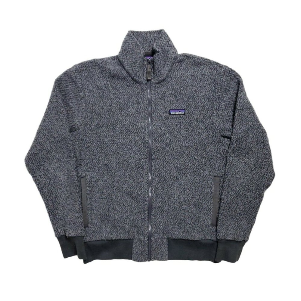Patagonia Full-Zip WOOL Pile Fleece Sweatshirt - Grey Small Recycled Wool